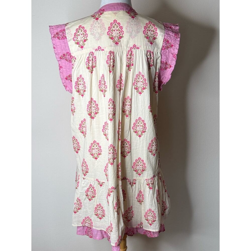 THML Anthropologie Pink Pintuck Sleeveless Floral Mini Dress - Picture 7 of 8